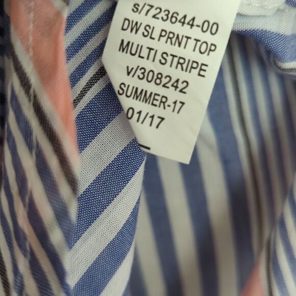 NWT Gap Body Blue White Vertical Striped Light Weight Tie Tank Top - Size S - Picture 8 of 8